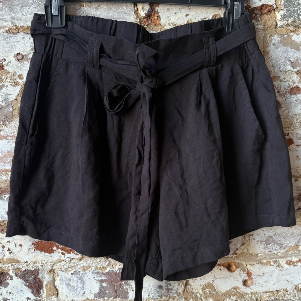 Copper Key Black High Waist Women's Paper Bag Shorts